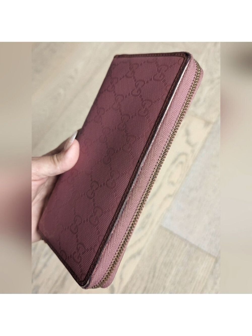 Gucci Pink Guccissima Leather GG lcon Zip Around Wallet - Picture 5 of 13